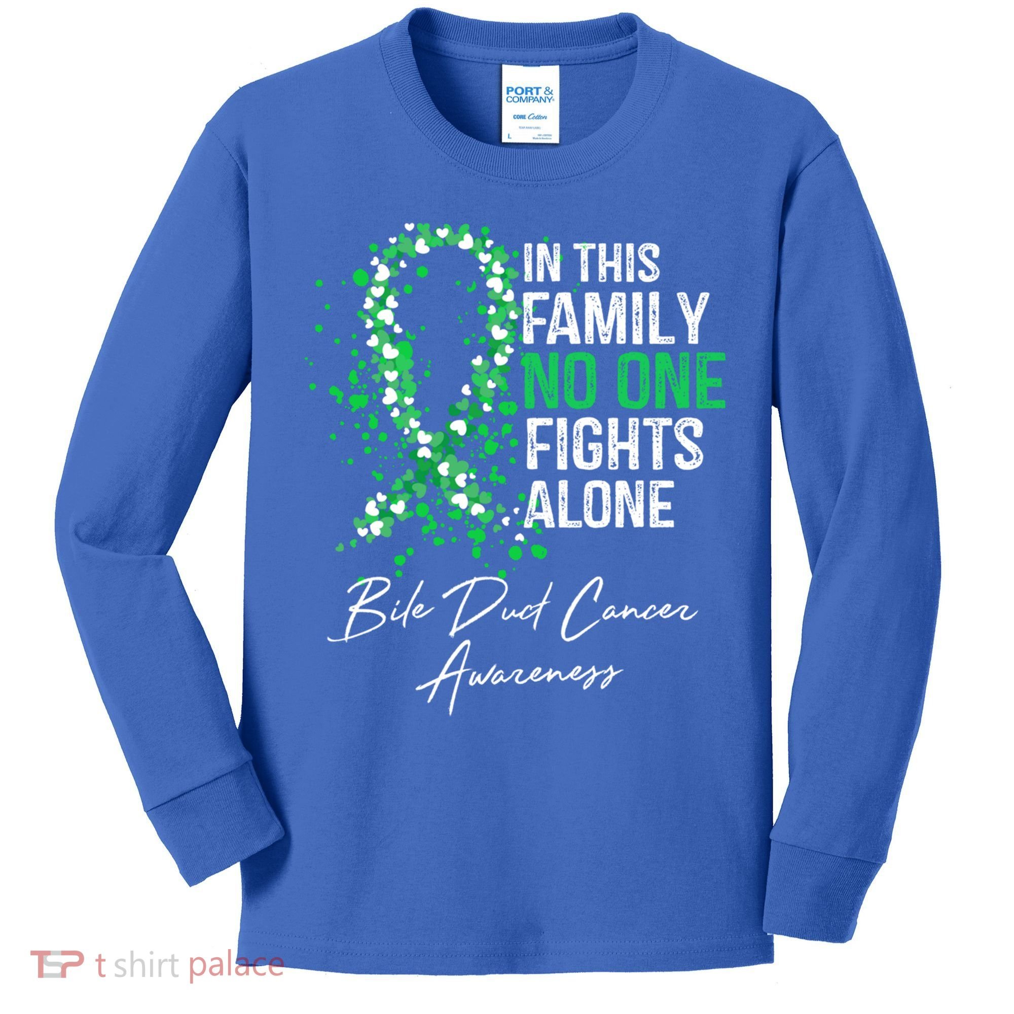 Bile Duct Cancer Awareness This Family No One Fights Alone Gift Kids Long Sleeve Shirt