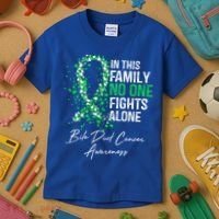 Bile Duct Cancer Awareness This Family No One Fights Alone Gift Kids T-Shirt thumb 3