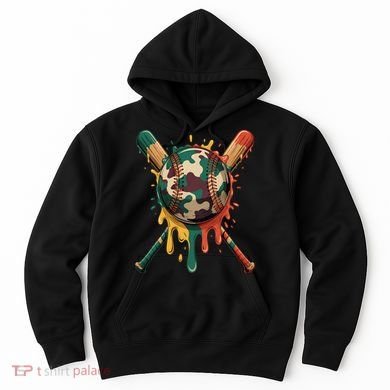 Baseball Drip Camo Baseball Bats Sports Cool Game Day Hoodie