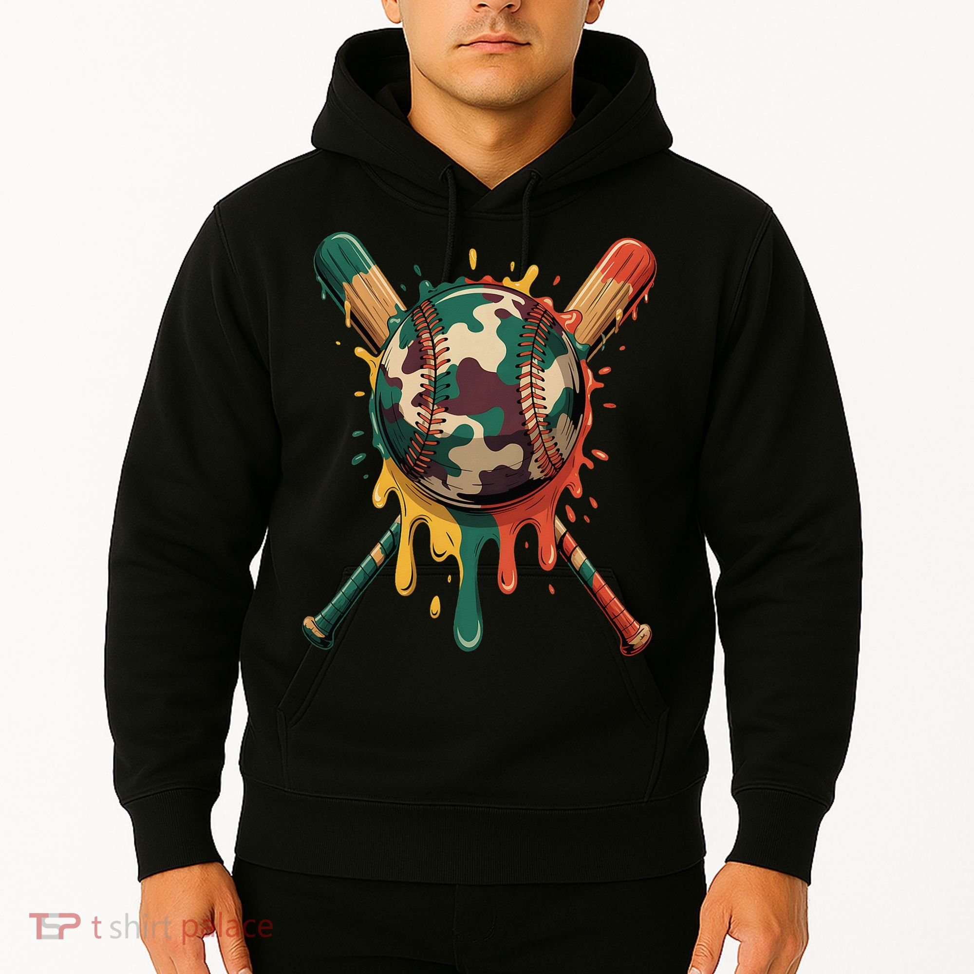 Baseball Drip Camo Baseball Bats Sports Cool Game Day Hoodie