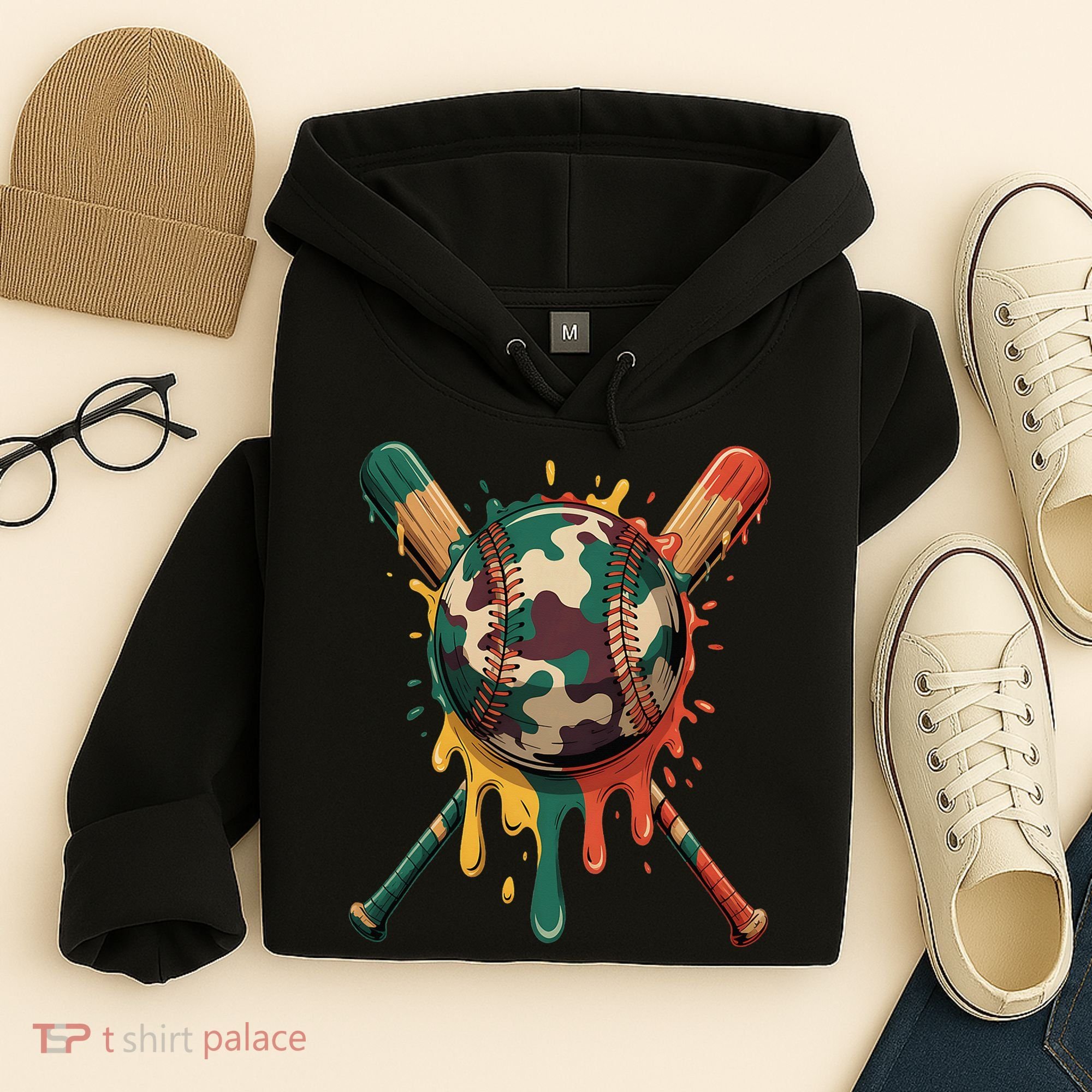 Baseball Drip Camo Baseball Bats Sports Cool Game Day Hoodie