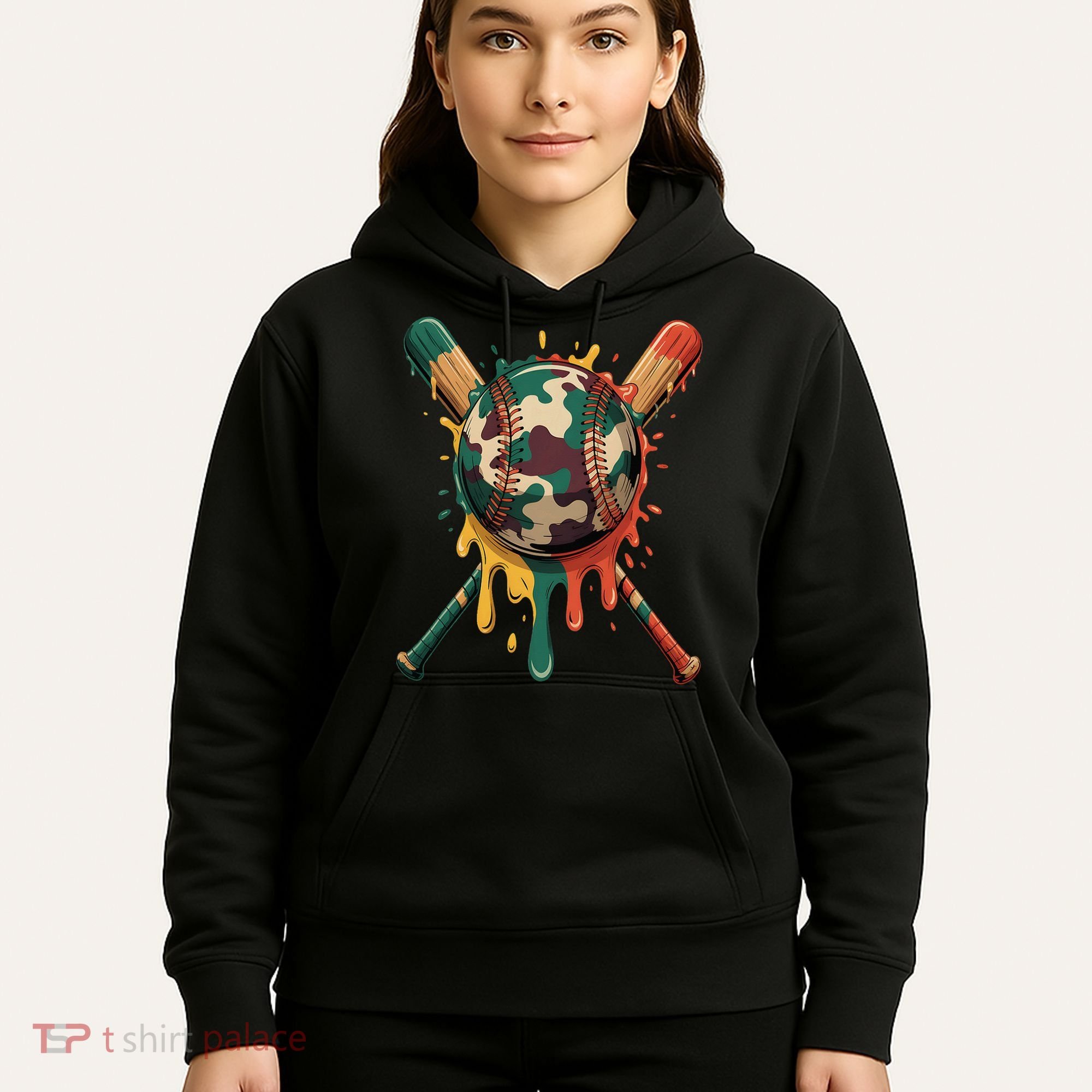 Baseball Drip Camo Baseball Bats Sports Cool Game Day Hoodie