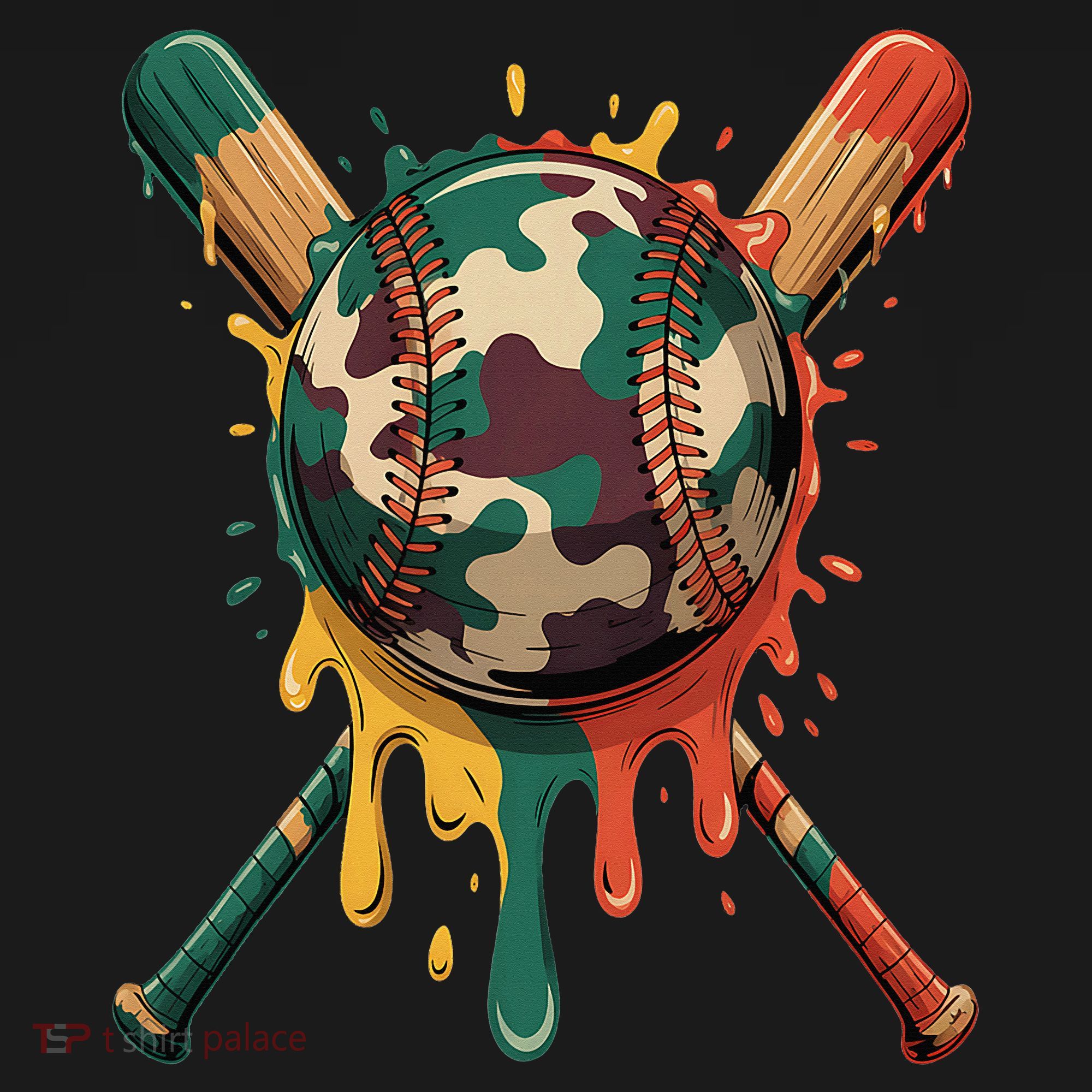 Baseball Drip Camo Baseball Bats Sports Cool Game Day Hoodie