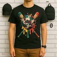 Baseball Drip Camo Baseball Bats Sports Cool Game Day T-Shirt thumb 6