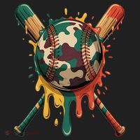 Baseball Drip Camo Baseball Bats Sports Cool Game Day Beanie thumb 2