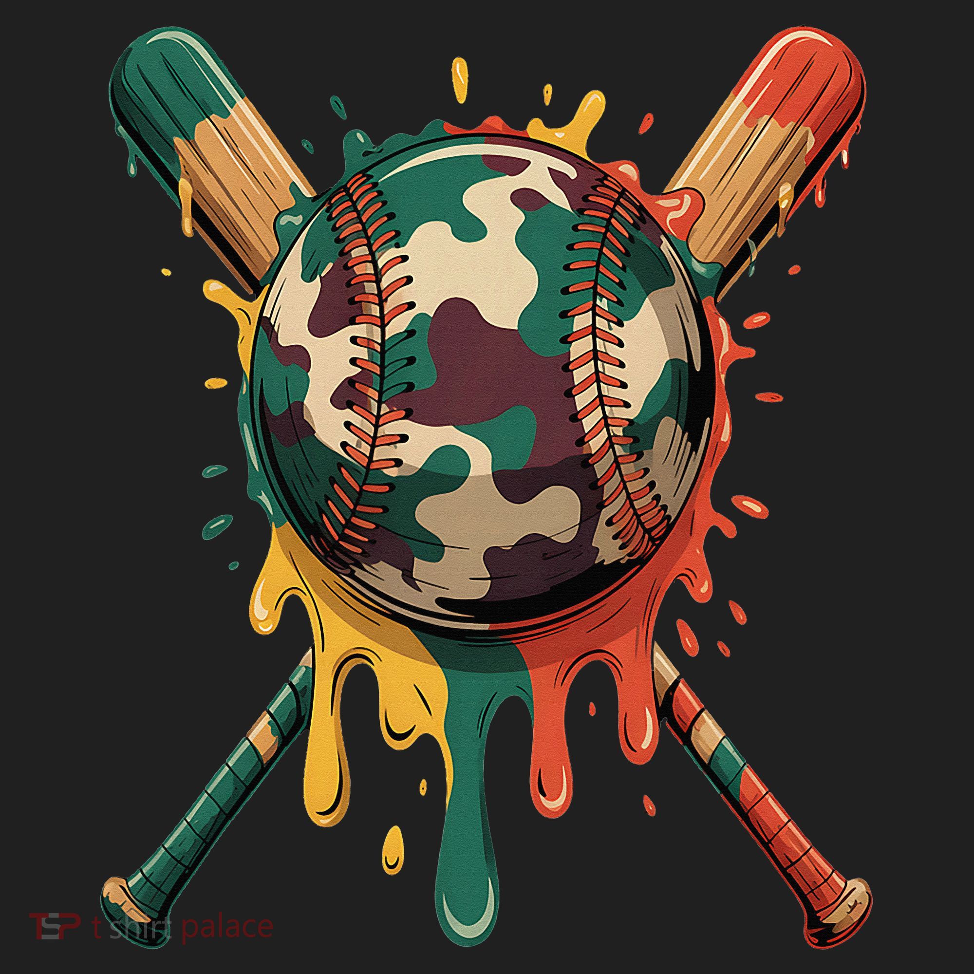 Baseball Drip Camo Baseball Bats Sports Cool Game Day Beanie