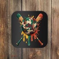 Baseball Drip Camo Baseball Bats Sports Cool Game Day Coaster thumb 0