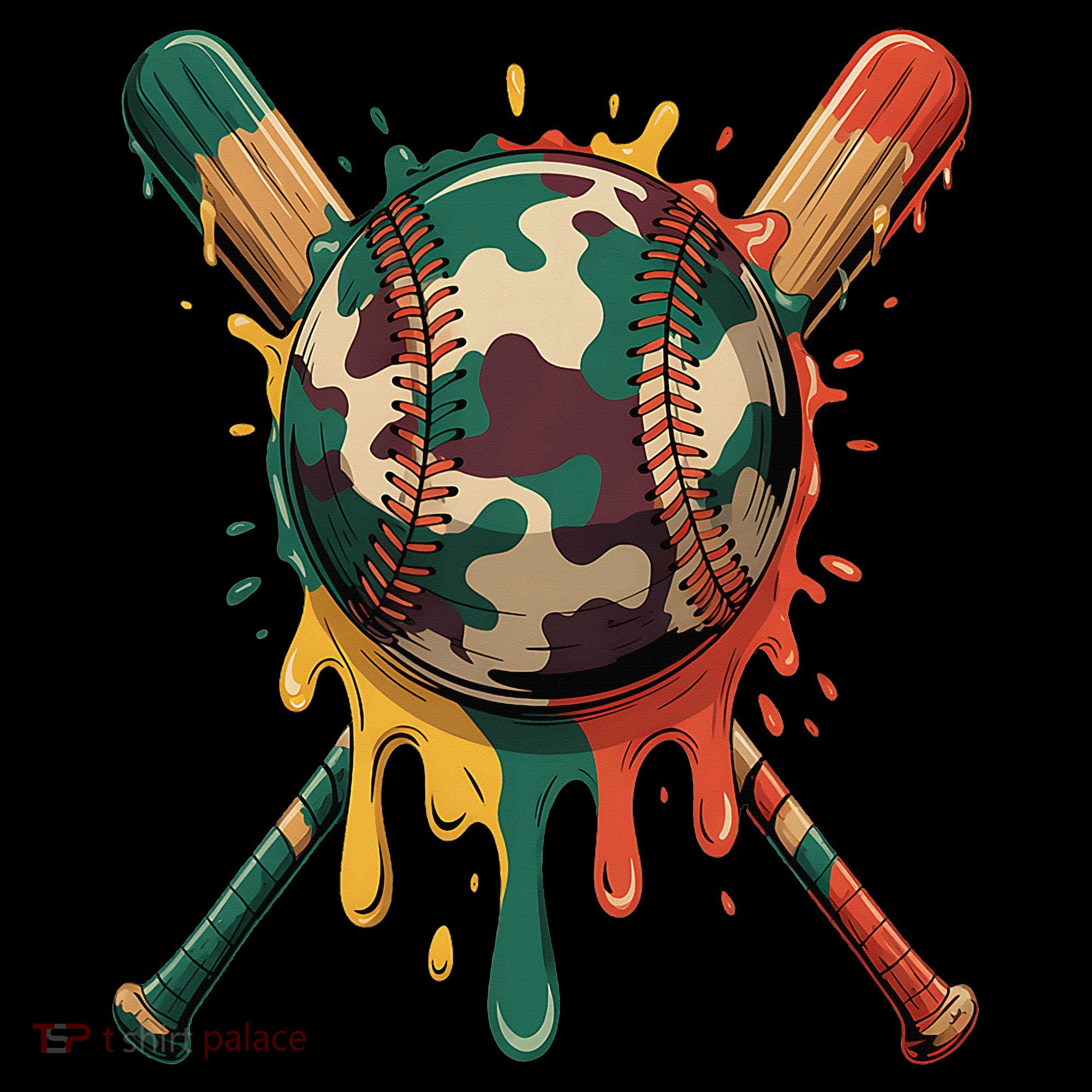 Baseball Drip Camo Baseball Bats Sports Cool Game Day Women's Hoodie
