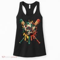 Baseball Drip Camo Baseball Bats Sports Cool Game Day Women's Tank Top thumb 0