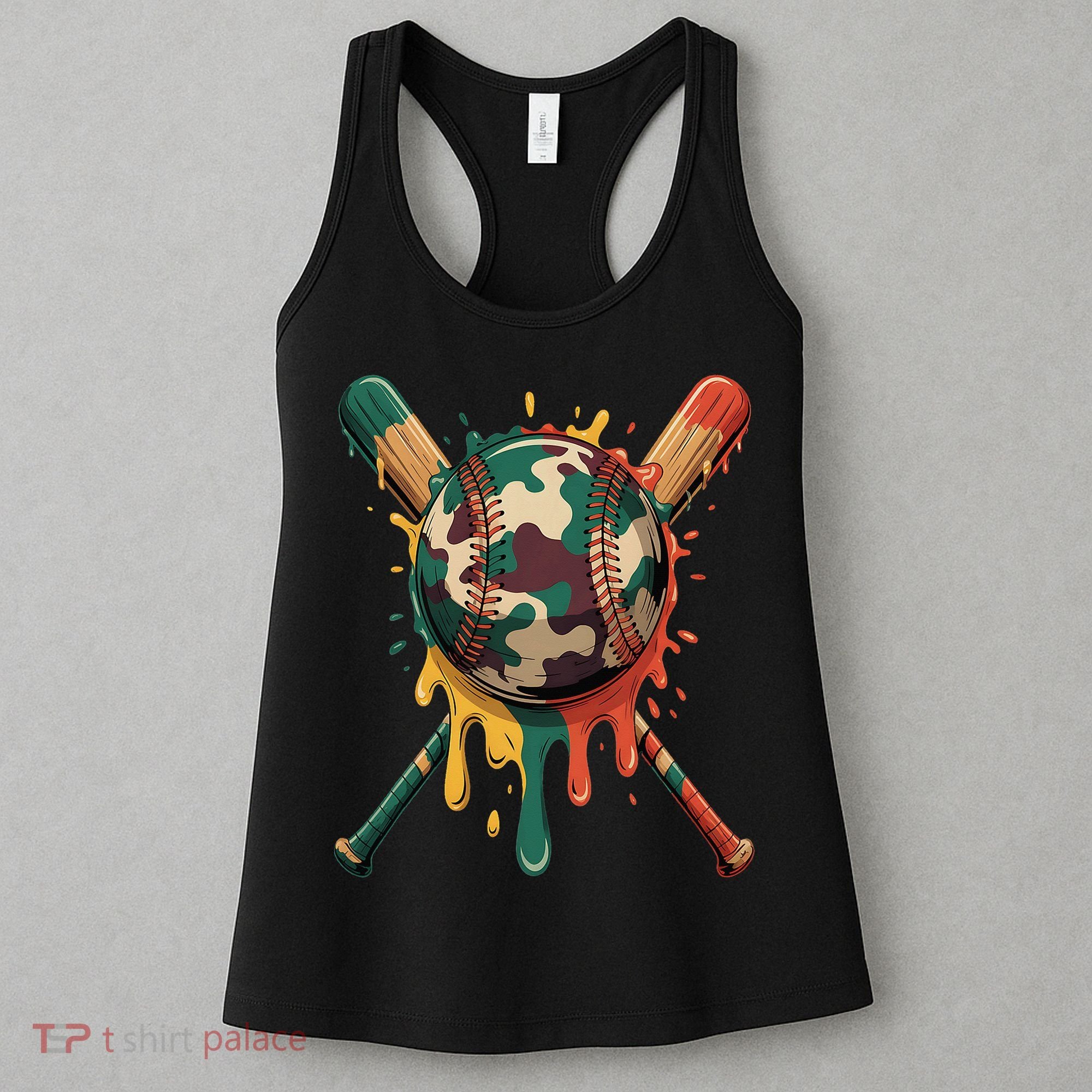 Baseball Drip Camo Baseball Bats Sports Cool Game Day Women's Tank Top