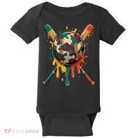 Baseball Drip Camo Baseball Bats Sports Cool Game Day Baby Bodysuit thumb 0