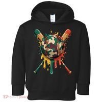 Baseball Drip Camo Baseball Bats Sports Cool Game Day Toddler Hoodie thumb 0