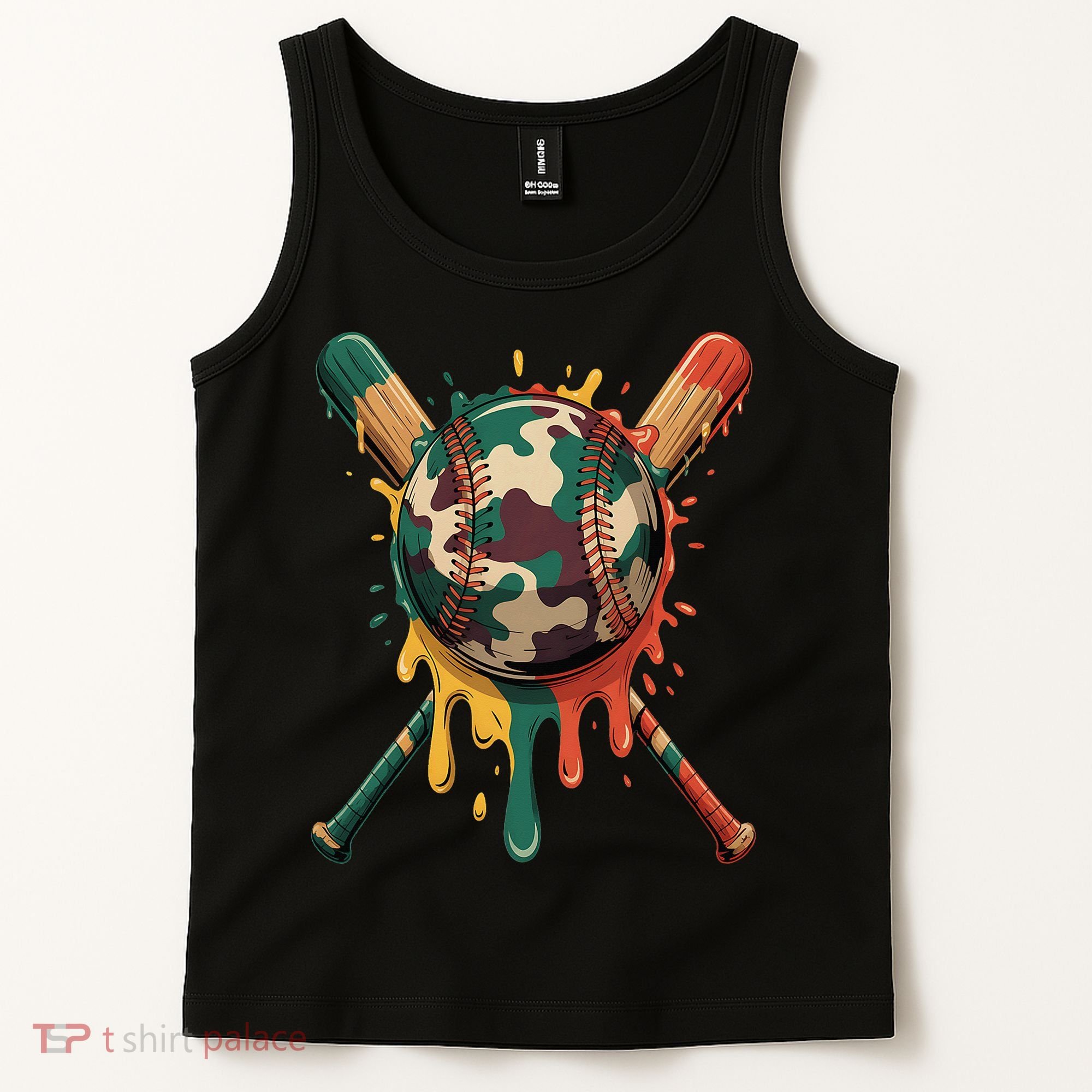 Baseball Drip Camo Baseball Bats Sports Cool Game Day Tank Top