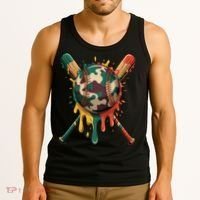 Baseball Drip Camo Baseball Bats Sports Cool Game Day Tank Top thumb 3