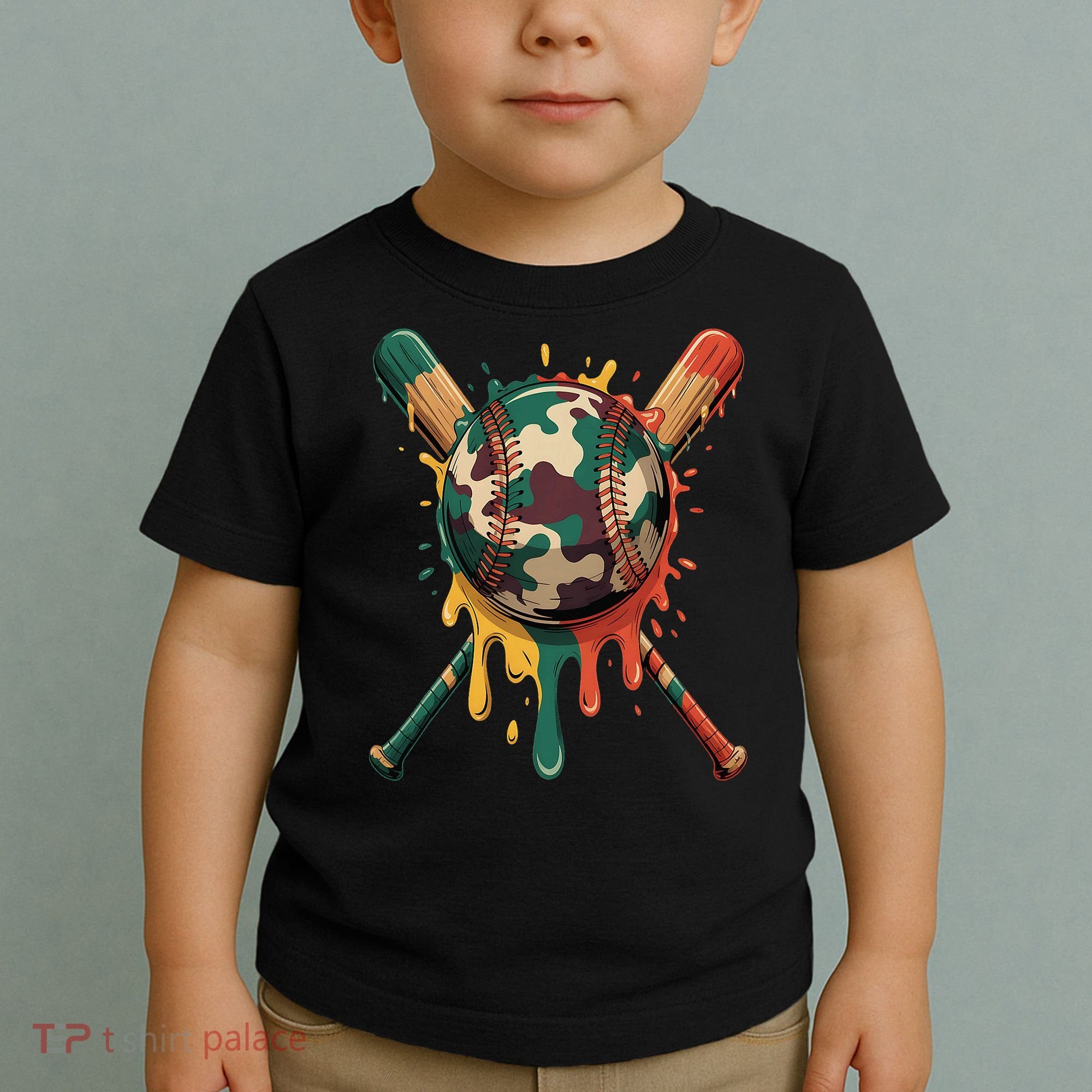 Baseball Drip Camo Baseball Bats Sports Cool Game Day Toddler T-Shirt