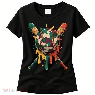 Baseball Drip Camo Baseball Bats Sports Cool Game Day Women's T-Shirt
