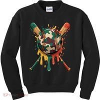 Baseball Drip Camo Baseball Bats Sports Cool Game Day Kids Sweatshirt thumb 0