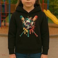 Baseball Drip Camo Baseball Bats Sports Cool Game Day Kids Hoodie thumb 3
