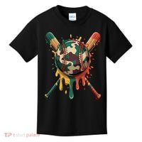 Baseball Drip Camo Baseball Bats Sports Cool Game Day Kids T-Shirt thumb 0