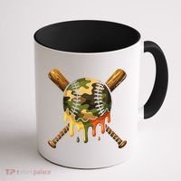 Baseball Drip Camo Baseball Ice Cream Dripping Game Day Coffee Mug thumb 1