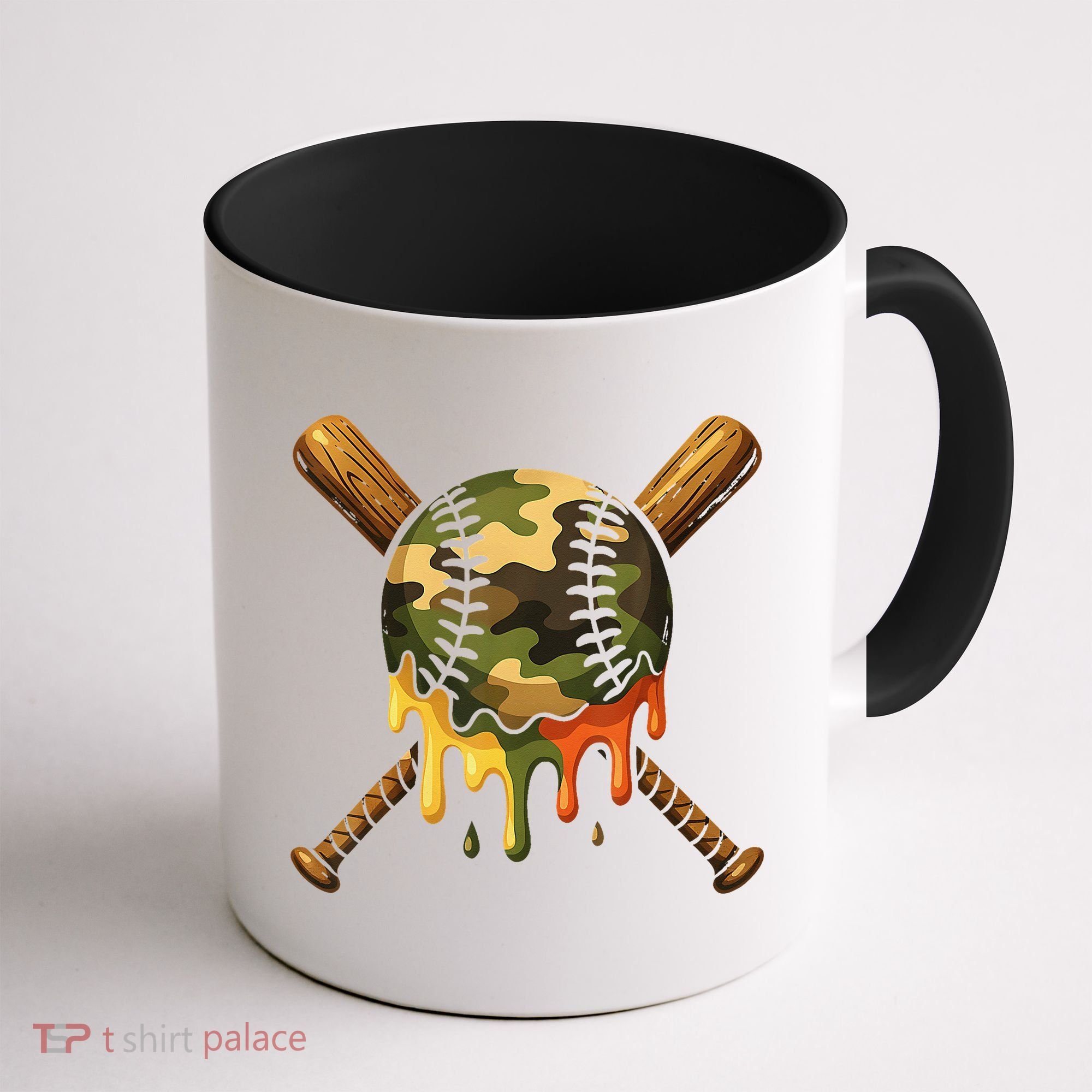 Baseball Drip Camo Baseball Ice Cream Dripping Game Day Coffee Mug