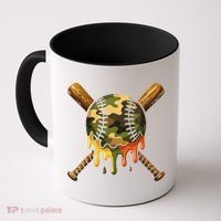 Baseball Drip Camo Baseball Ice Cream Dripping Game Day Coffee Mug thumb 0