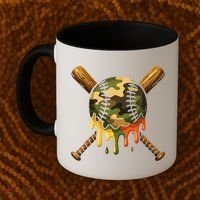 Baseball Drip Camo Baseball Ice Cream Dripping Game Day Coffee Mug thumb 2