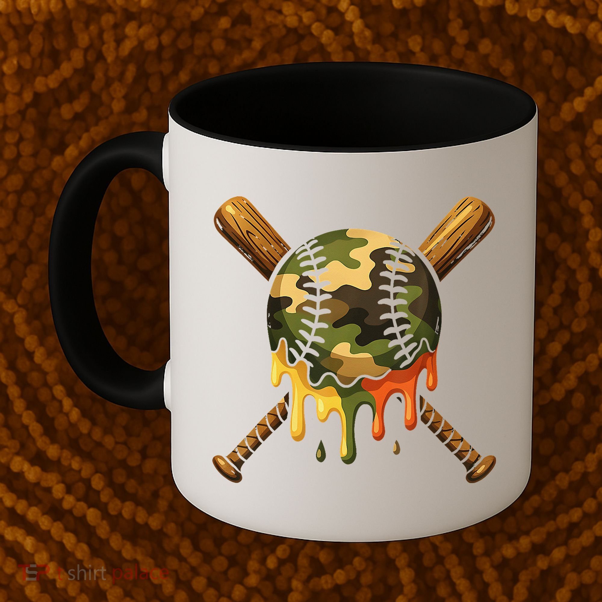 Baseball Drip Camo Baseball Ice Cream Dripping Game Day Coffee Mug