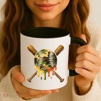 Baseball Drip Camo Baseball Ice Cream Dripping Game Day Coffee Mug thumb 3