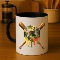 Baseball Drip Camo Baseball Ice Cream Dripping Game Day Coffee Mug thumb 4