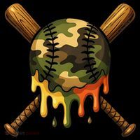Baseball Drip Camo Baseball Ice Cream Dripping Game Day Coaster thumb 2