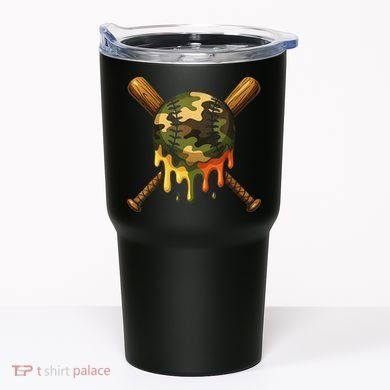 Baseball Drip Camo Baseball Ice Cream Dripping Game Day Tumbler