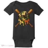 Baseball Drip Camo Baseball Ice Cream Dripping Game Day Baby Bodysuit thumb 0