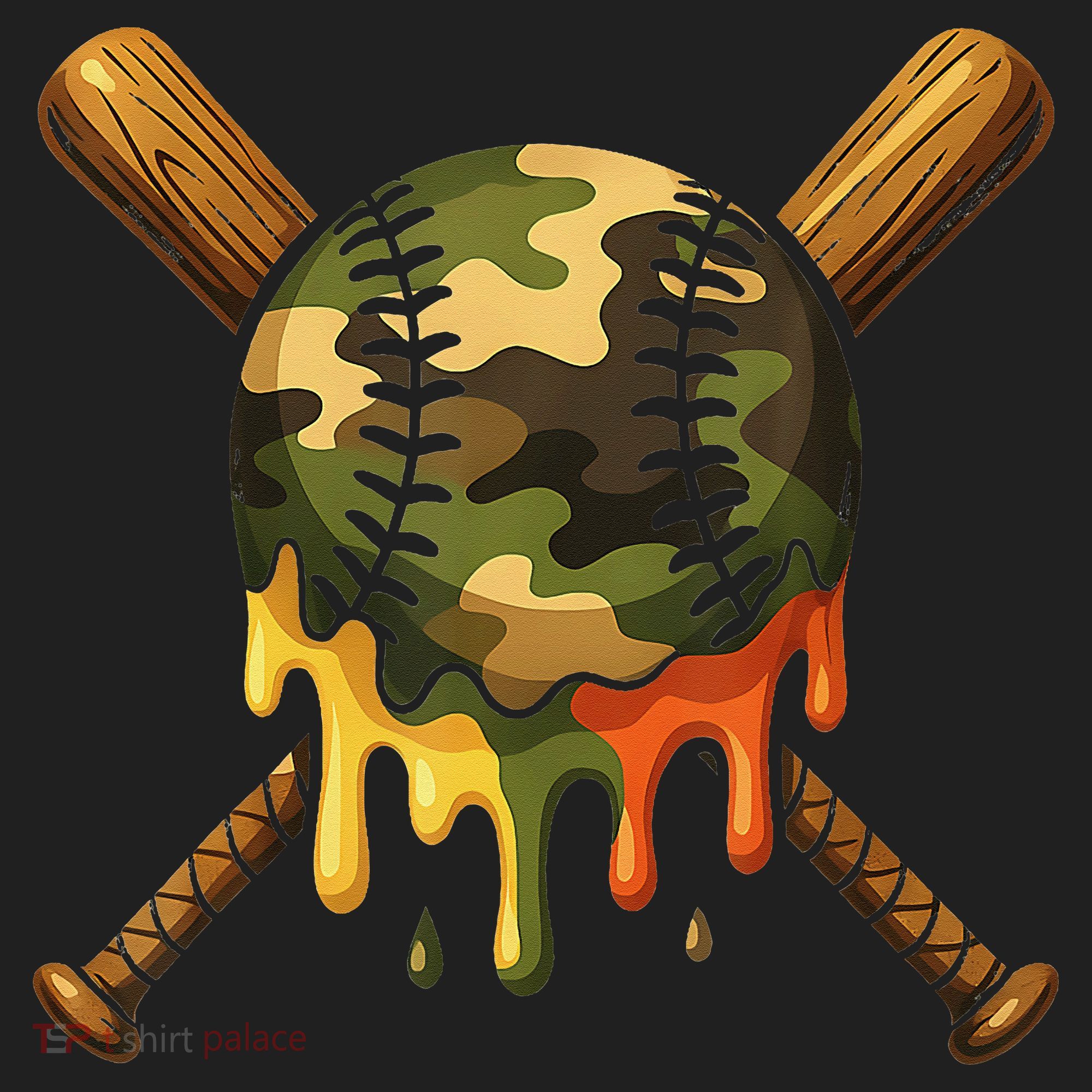 Baseball Drip Camo Baseball Ice Cream Dripping Game Day Hat