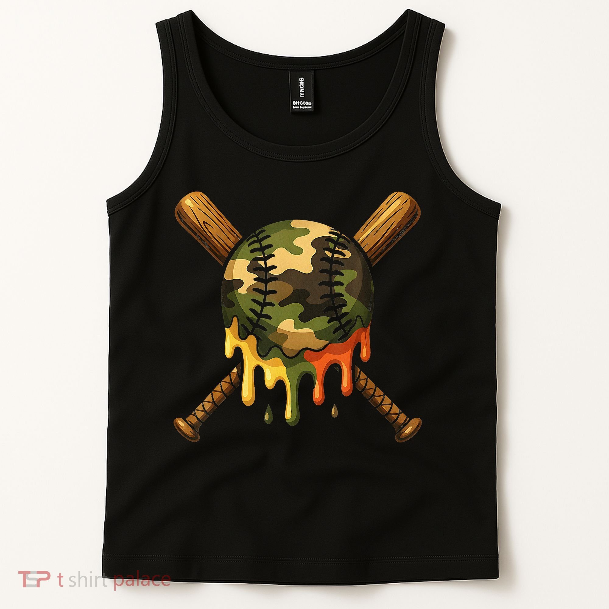 Baseball Drip Camo Baseball Ice Cream Dripping Game Day Tank Top