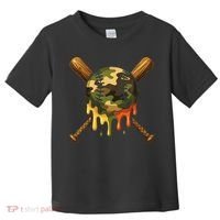 Baseball Drip Camo Baseball Ice Cream Dripping Game Day Toddler T-Shirt thumb 0
