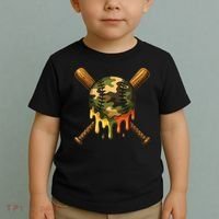 Baseball Drip Camo Baseball Ice Cream Dripping Game Day Toddler T-Shirt thumb 2