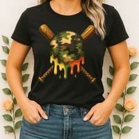 Baseball Drip Camo Baseball Ice Cream Dripping Game Day Women's T-Shirt thumb 2
