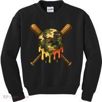 Baseball Drip Camo Baseball Ice Cream Dripping Game Day Kids Sweatshirt thumb 0