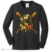 Baseball Drip Camo Baseball Ice Cream Dripping Game Day Kids Long Sleeve Shirt thumb 0