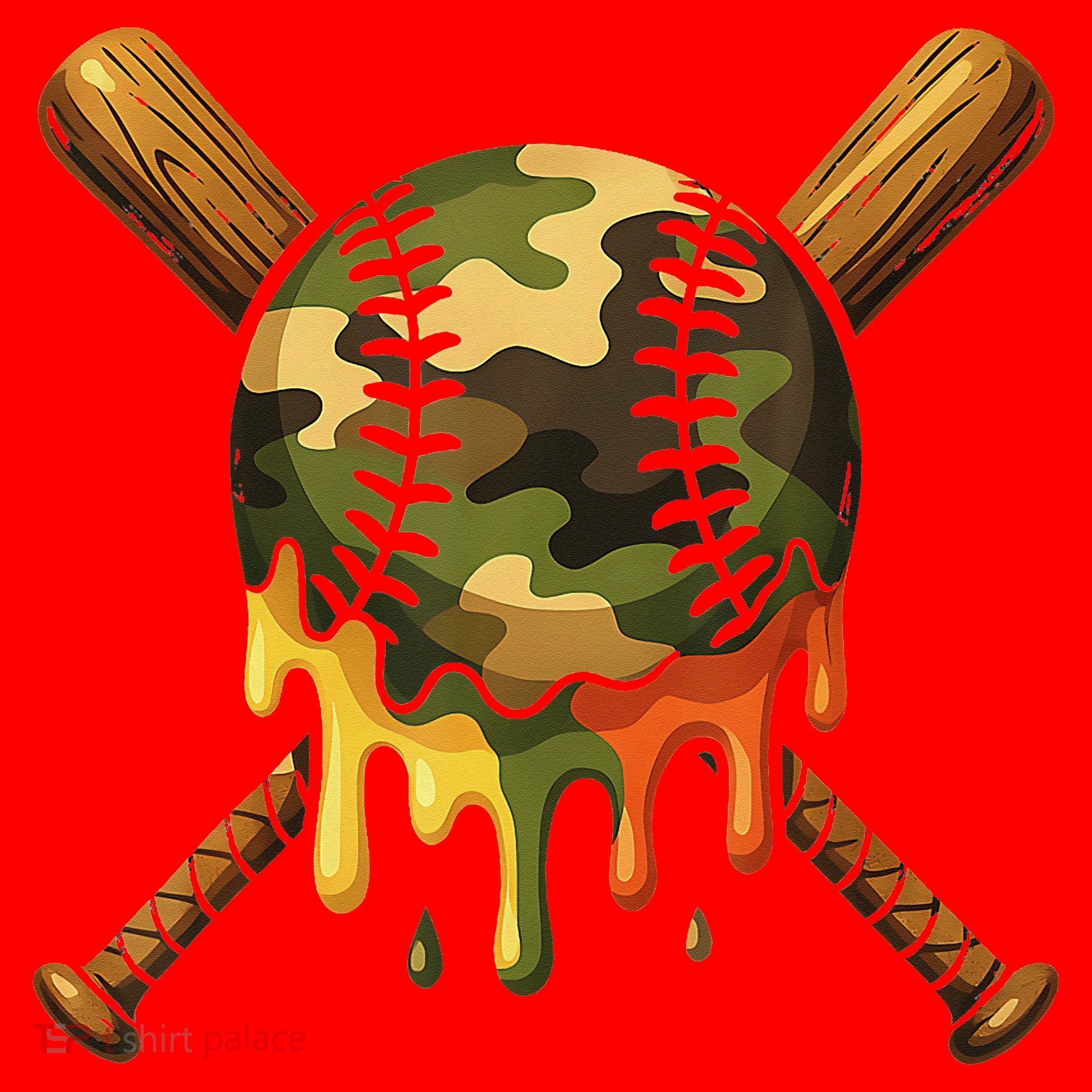 Baseball Drip Camo Baseball Ice Cream Dripping Game Day Santa Hat