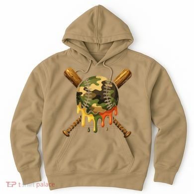 Baseball Drip Camo Baseball Ice Cream Dripping Game Day Hoodie