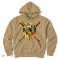 Baseball Drip Camo Baseball Ice Cream Dripping Game Day Hoodie thumb 0
