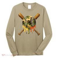 Baseball Drip Camo Baseball Ice Cream Dripping Game Day Long Sleeve Shirt thumb 0