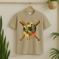 Baseball Drip Camo Baseball Ice Cream Dripping Game Day T-Shirt thumb 2