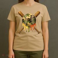 Baseball Drip Camo Baseball Ice Cream Dripping Game Day T-Shirt thumb 4