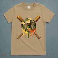Baseball Drip Camo Baseball Ice Cream Dripping Game Day T-Shirt thumb 5