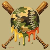 Baseball Drip Camo Baseball Ice Cream Dripping Game Day Button thumb 1
