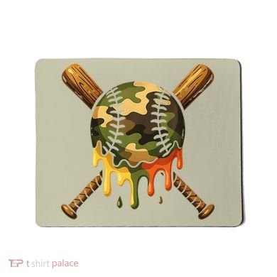 Baseball Drip Camo Baseball Ice Cream Dripping Game Day Mousepad