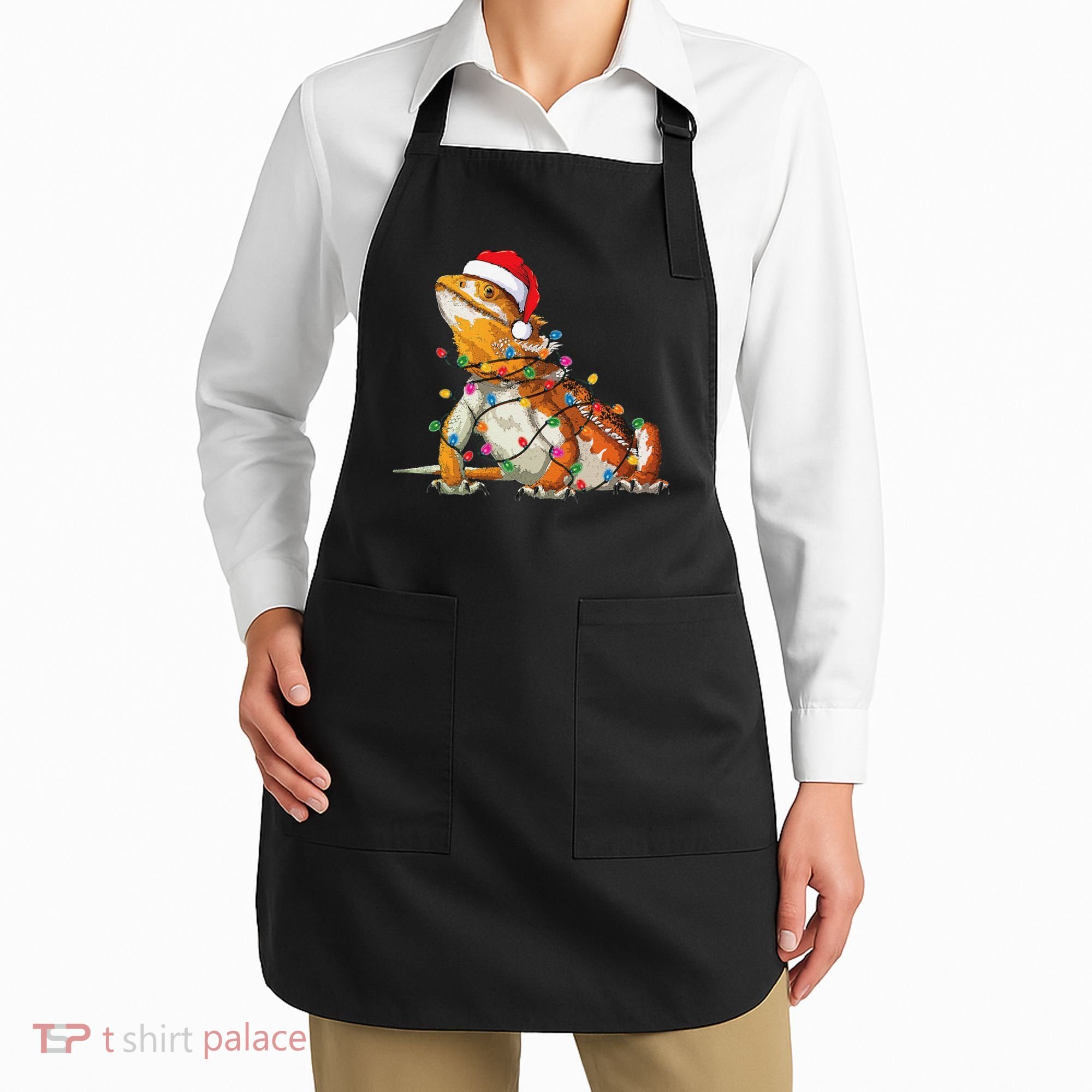 Bearded Dragon Christmas Lights Bearded Dragon Lover Xmas Apron